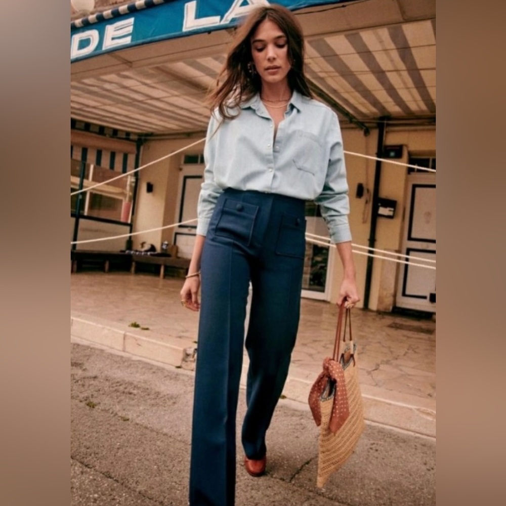 Sezane Dan Navy Trousers size 6